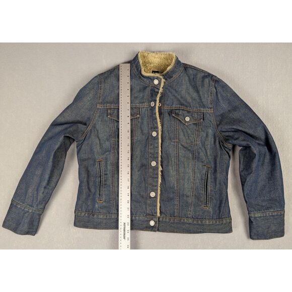 Women's GAP Y2K Vintage Fur Lined Denim Jacket Size XL - Picture 6 of 7